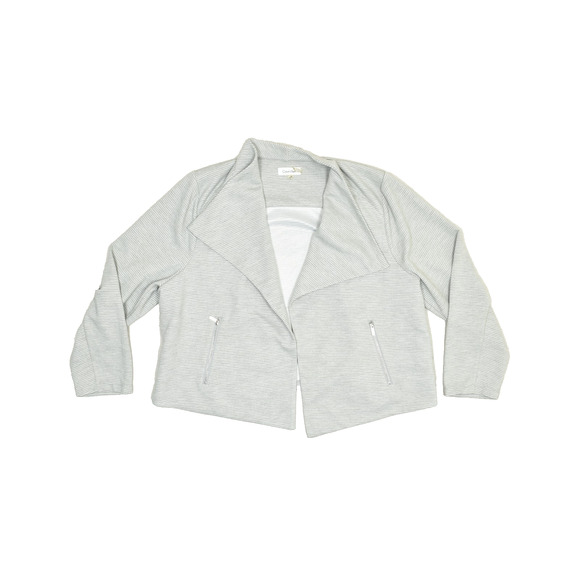 Calvin Klein Women's Gray Striped Open Front Jacket Plus Size 3X Cardigan - Picture 1 of 8